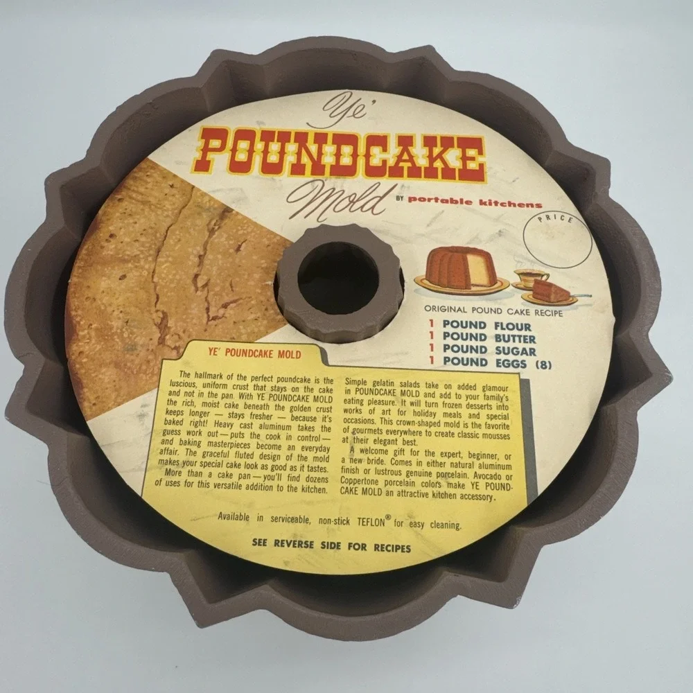 Vintage Hamlin Products Poundcake Mold‎ Portable Kitchens Bundt Pan w/ Box USA